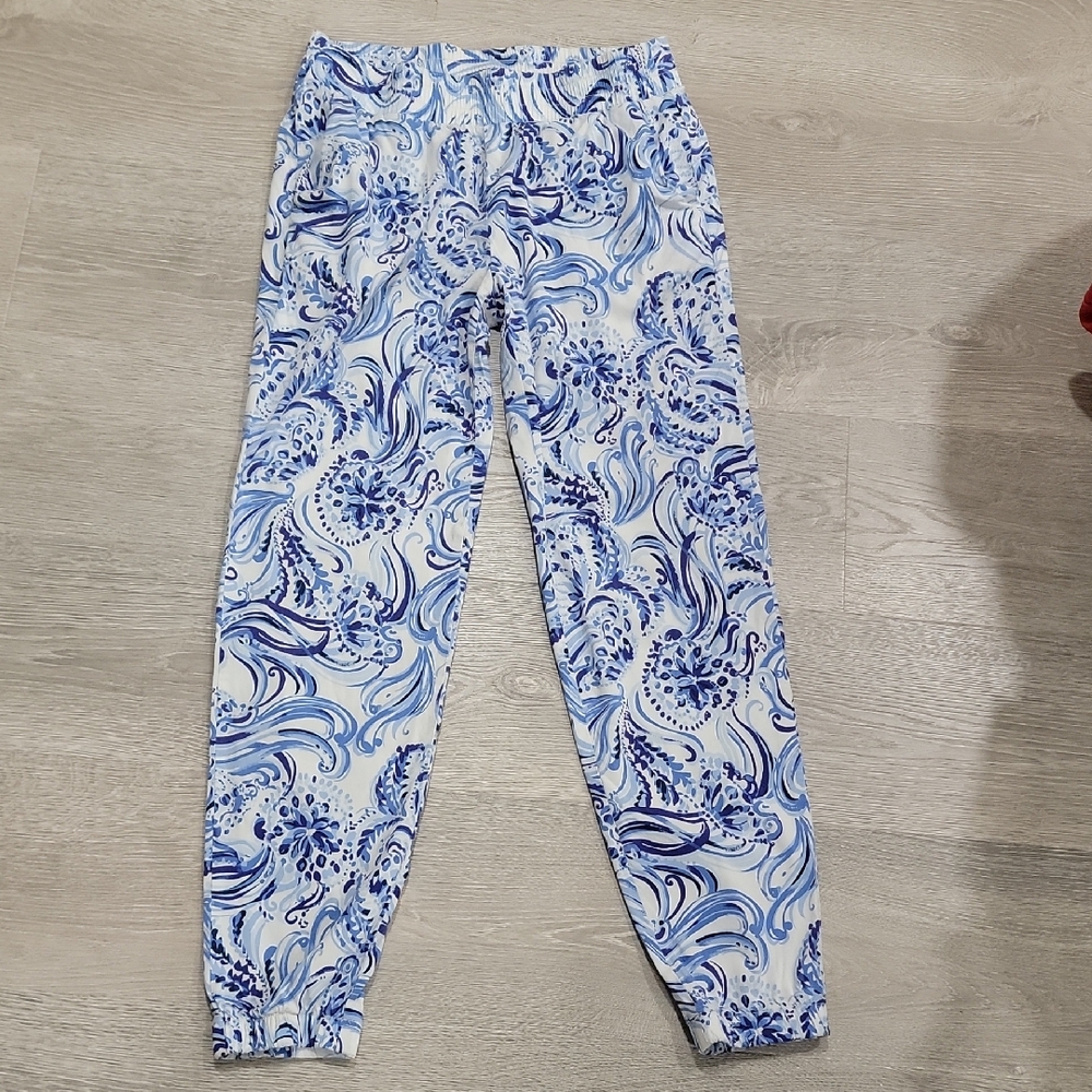 Lilly Pulitzer Blue and White Patterned Joggers